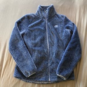 Blue North Face fuzzy sweater